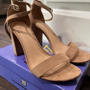 Tan Block Heel Sandals
